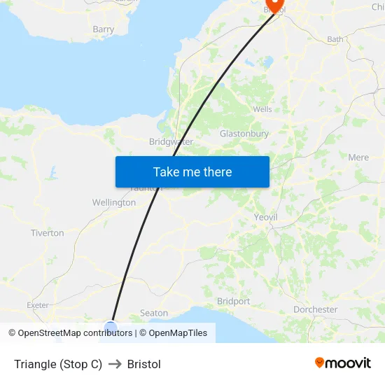 Triangle to Bristol map