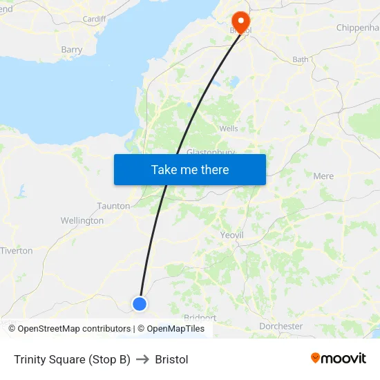 Trinity Square to Bristol map