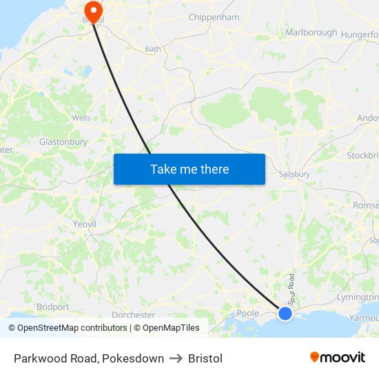 Parkwood Road, Pokesdown to Bristol map