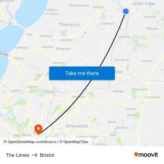 The Limes to Bristol map