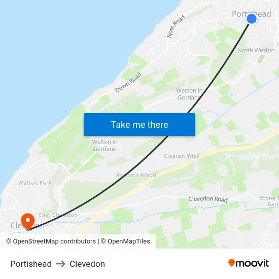 Portishead to Clevedon map
