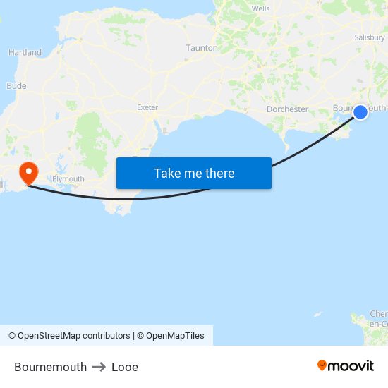 Bournemouth to Looe map