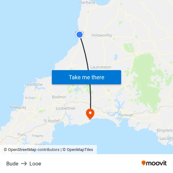 Bude to Looe map