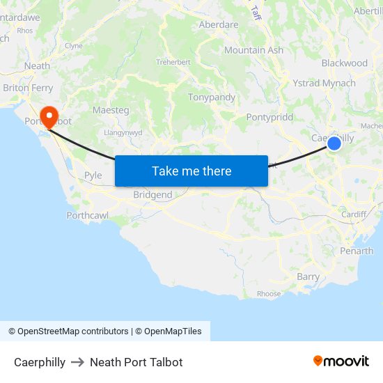 Caerphilly to Neath Port Talbot map