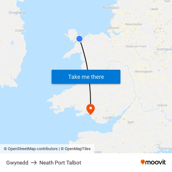 Gwynedd to Neath Port Talbot map