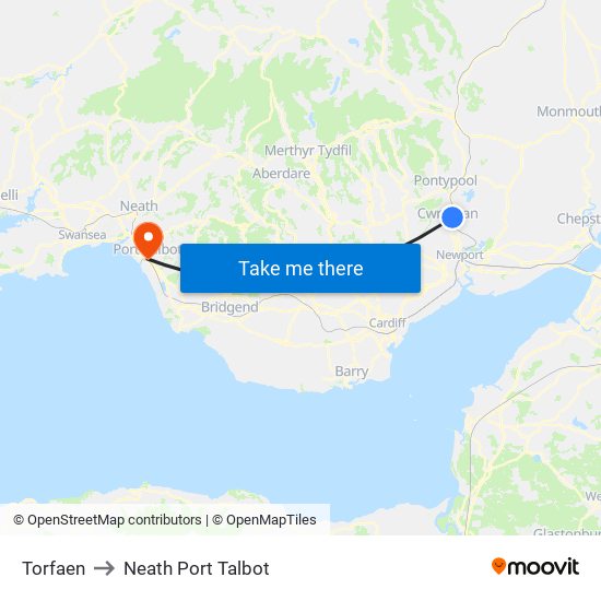 Torfaen to Neath Port Talbot map