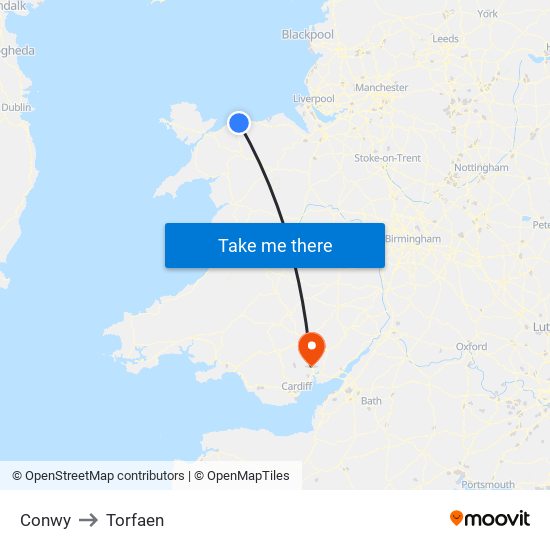 Conwy to Torfaen map