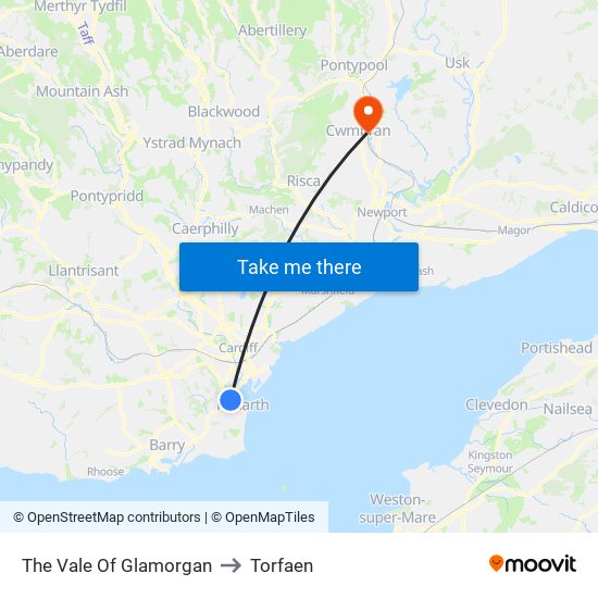 The Vale Of Glamorgan to Torfaen map