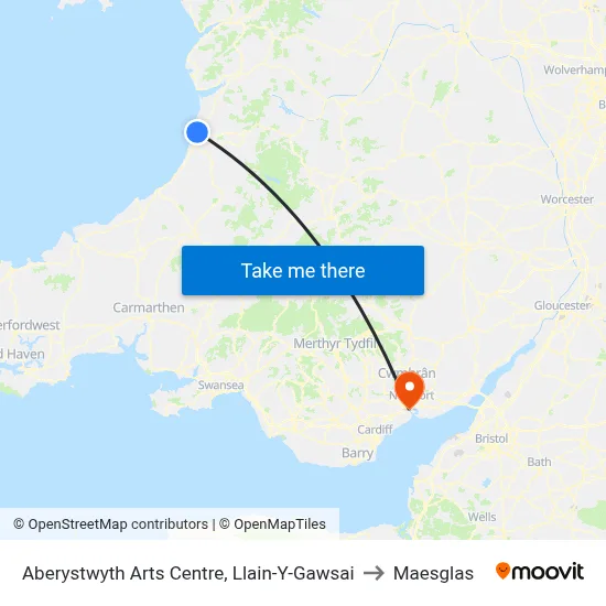 Aberystwyth Arts Centre, Llain-Y-Gawsai to Maesglas map