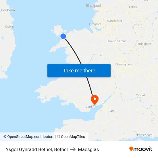 Ysgol Gynradd Bethel, Bethel to Maesglas map