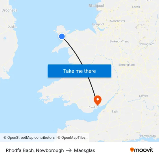 Rhodfa Bach, Newborough to Maesglas map
