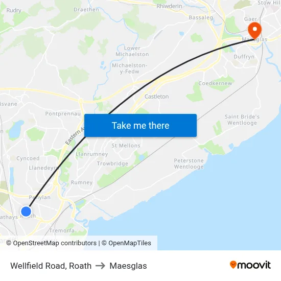 Wellfield Road, Roath to Maesglas map