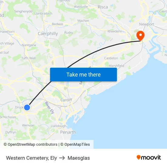 Western Cemetery, Ely to Maesglas map