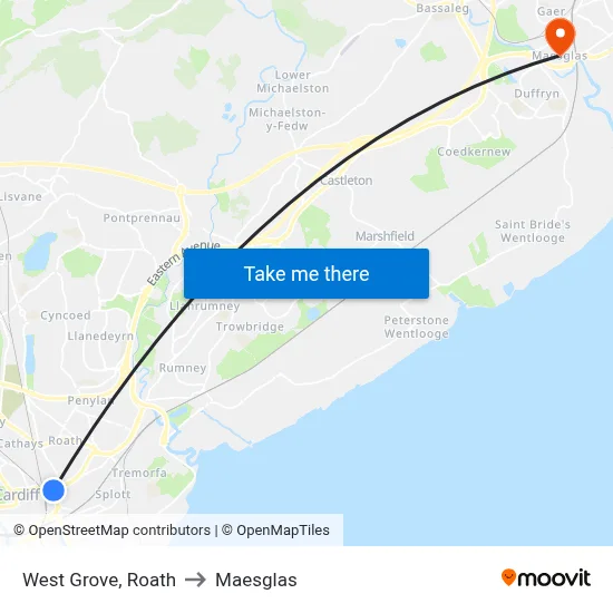 West Grove, Roath to Maesglas map