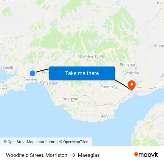 Woodfield Street, Morriston to Maesglas map
