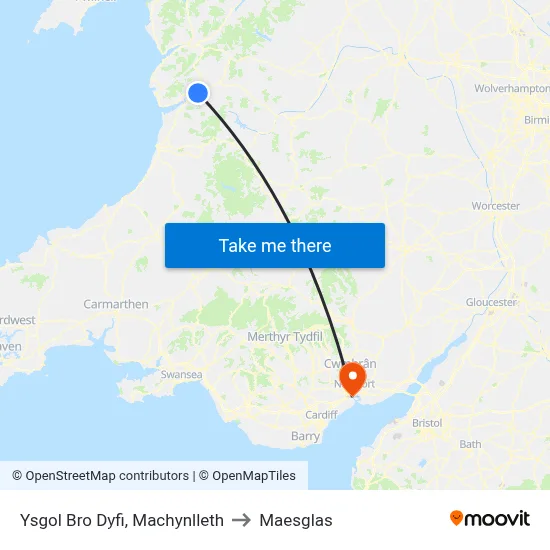 Ysgol Bro Dyfi, Machynlleth to Maesglas map