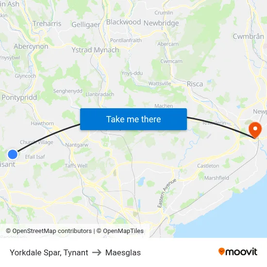 Yorkdale Spar, Tynant to Maesglas map