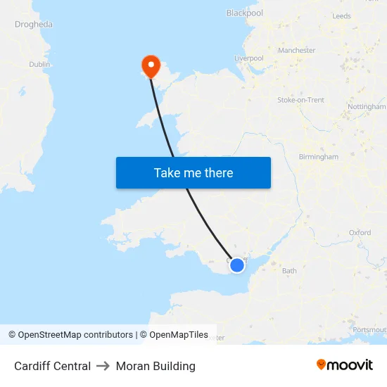 Cardiff Central to Moran Building map