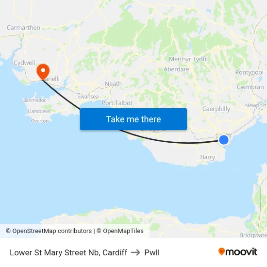 Lower St Mary Street Nb, Cardiff to Pwll map