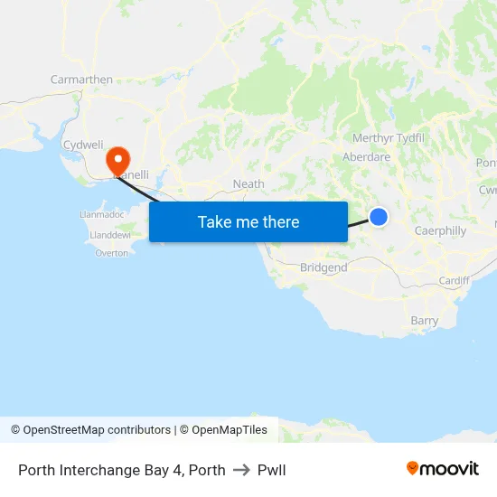 Porth Interchange Bay 4, Porth to Pwll map
