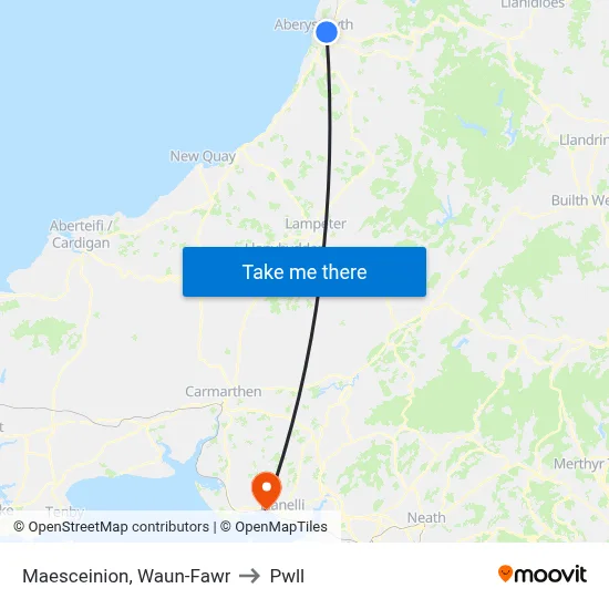 Maesceinion, Waun-Fawr to Pwll map