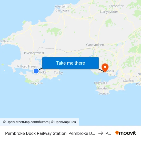 Pembroke Dock Railway Station, Pembroke Dock to Pwll map
