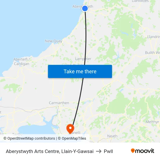 Aberystwyth Arts Centre, Llain-Y-Gawsai to Pwll map