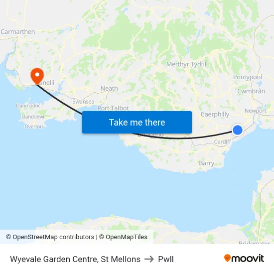 Wyevale Garden Centre, St Mellons to Pwll map