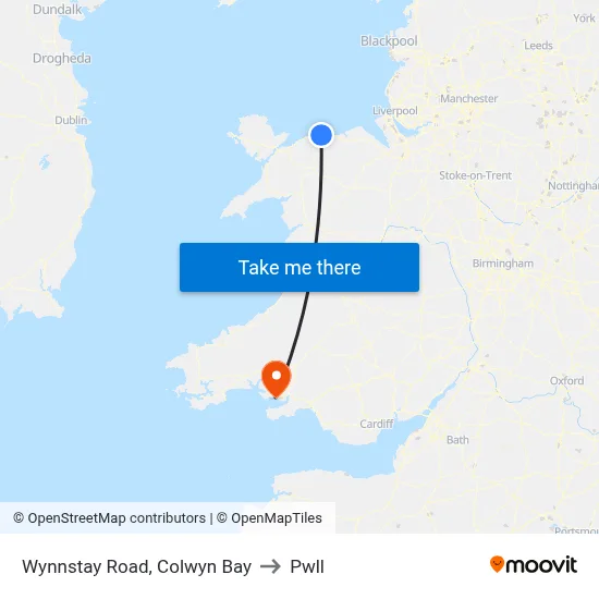 Wynnstay Road, Colwyn Bay to Pwll map