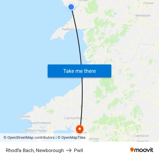 Rhodfa Bach, Newborough to Pwll map