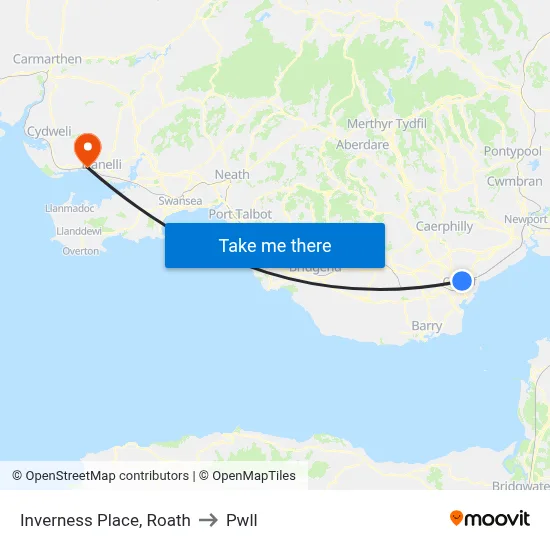 Inverness Place, Roath to Pwll map