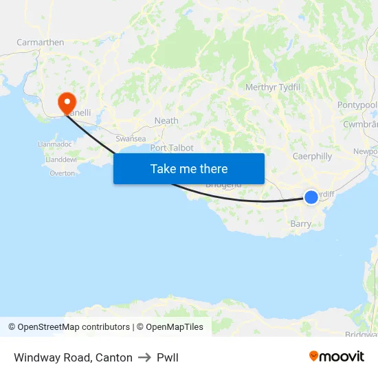 Windway Road, Canton to Pwll map