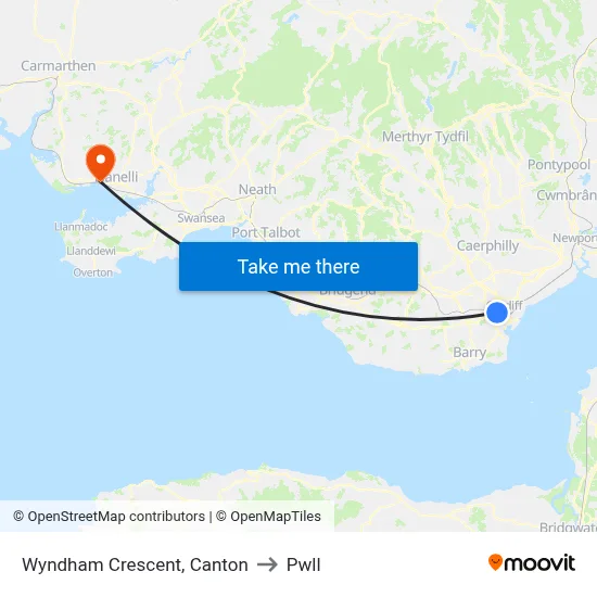 Wyndham Crescent, Canton to Pwll map