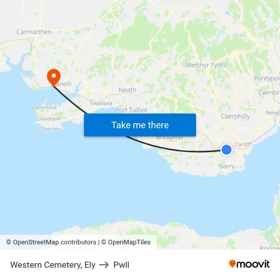 Western Cemetery, Ely to Pwll map