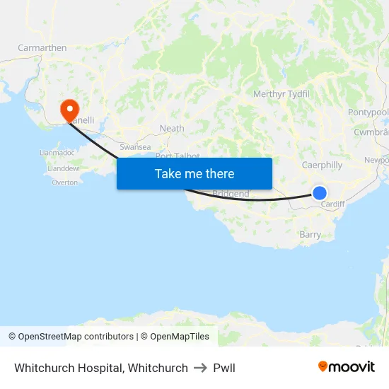 Whitchurch Hospital, Whitchurch to Pwll map