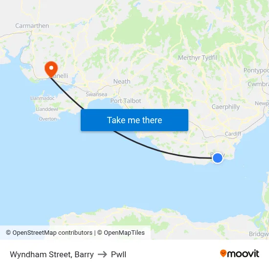 Wyndham Street, Barry to Pwll map