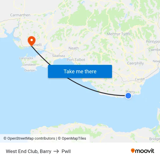 West End Club, Barry to Pwll map