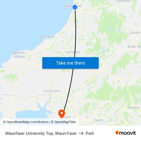 Waunfawr University Top, Waun-Fawr to Pwll map
