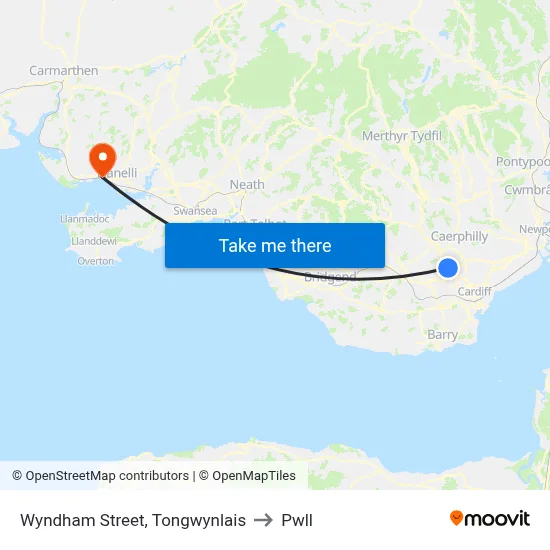 Wyndham Street, Tongwynlais to Pwll map