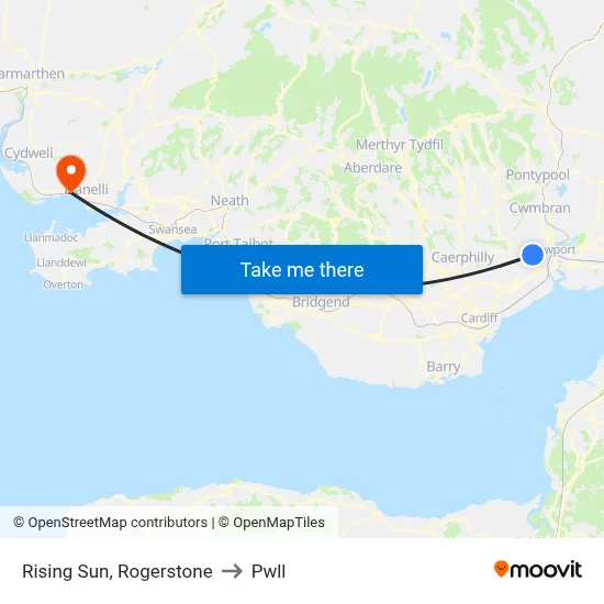 Rising Sun, Rogerstone to Pwll map