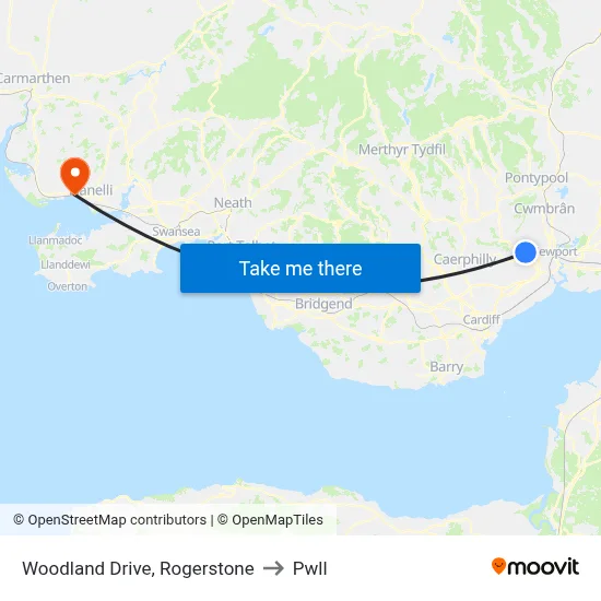 Woodland Drive, Rogerstone to Pwll map