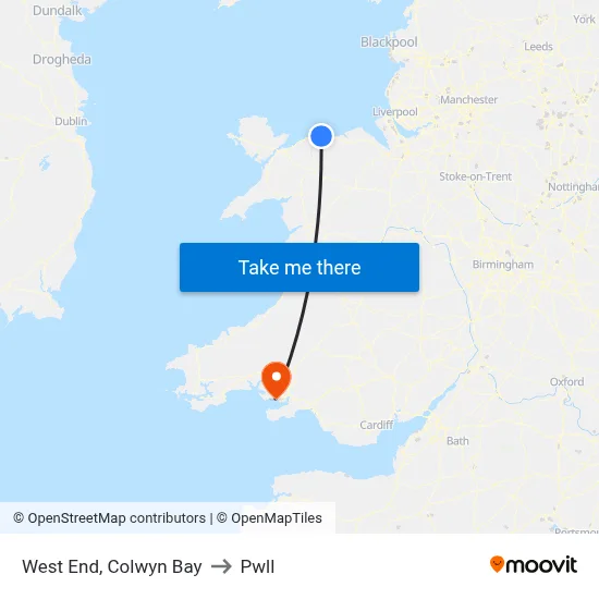 West End, Colwyn Bay to Pwll map