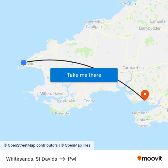 Whitesands, St Davids to Pwll map