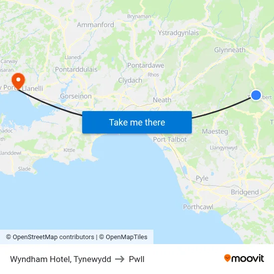 Wyndham Hotel, Tynewydd to Pwll map