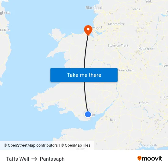 Taffs Well to Pantasaph map
