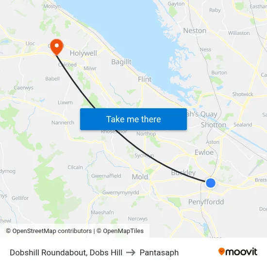 Dobshill Roundabout, Dobs Hill to Pantasaph map