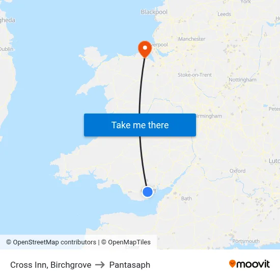 Cross Inn, Birchgrove to Pantasaph map