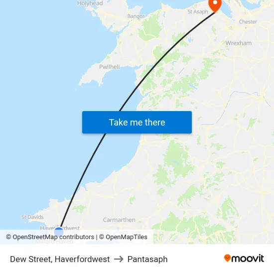 Dew Street, Haverfordwest to Pantasaph map