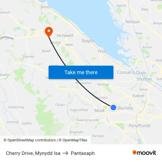 Cherry Drive, Mynydd Isa to Pantasaph map