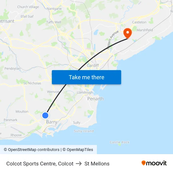 Colcot Sports Centre, Colcot to St Mellons map